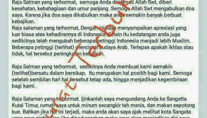 Netizen Sangatta Kirim Surat Terbuka untuk Raja
