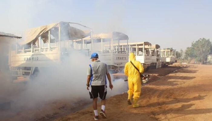 Cegah Meluasnya Malaria, Pasukan Garuda Fogging Wilayah Darfur Barat     