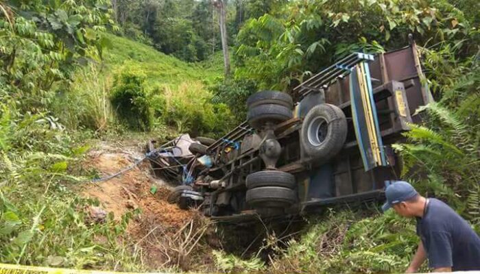 Pengemudi Kendaraan Pengangkut Alat Berat Tergelincir di Jalan Poros Telen